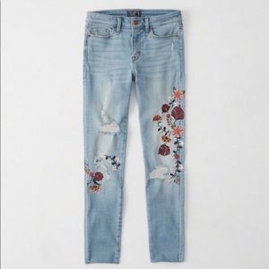 Abercrombie and Fitch Low Rise Embroidered Jeans